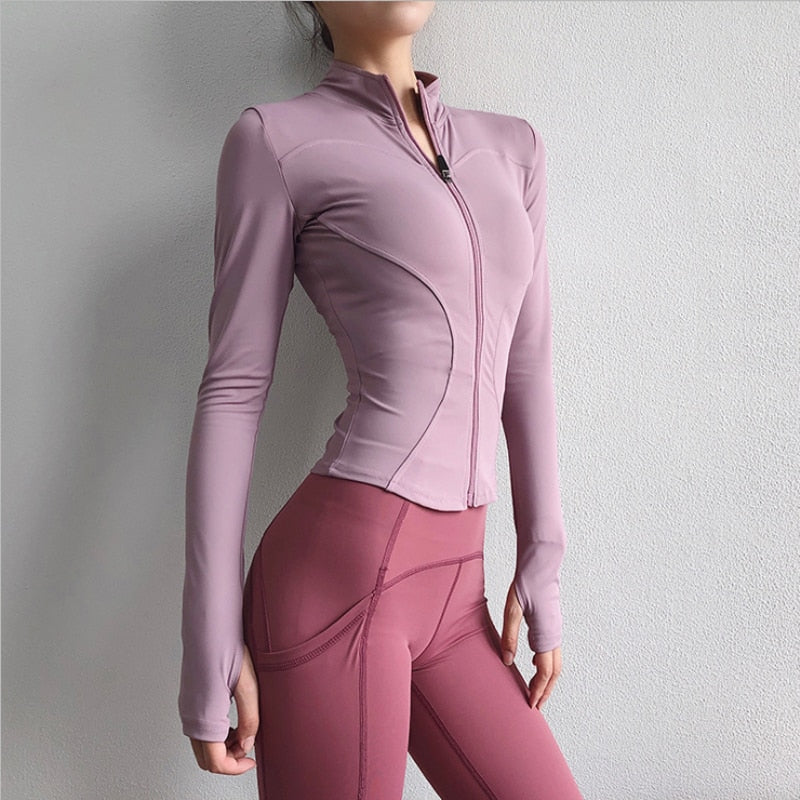 Women's Sports Jacket Thumb Button Long Sleeve Gym Shark Zipper Top Fitness  Running Exercise Yoga Clothing Cycling Clothing