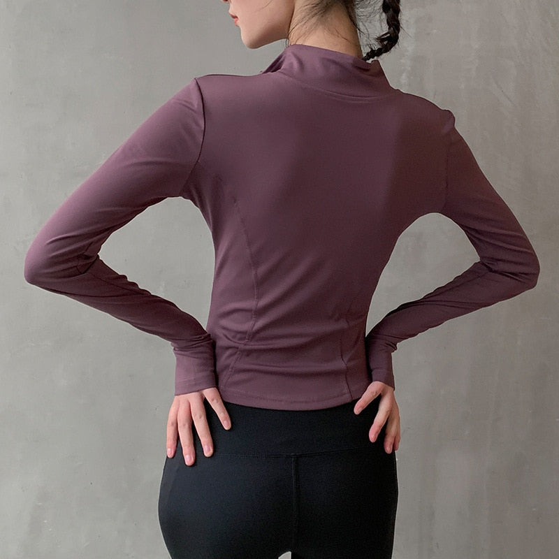 Aiithuug Women Full Zip-up Yoga Top Workout Running Jackets with