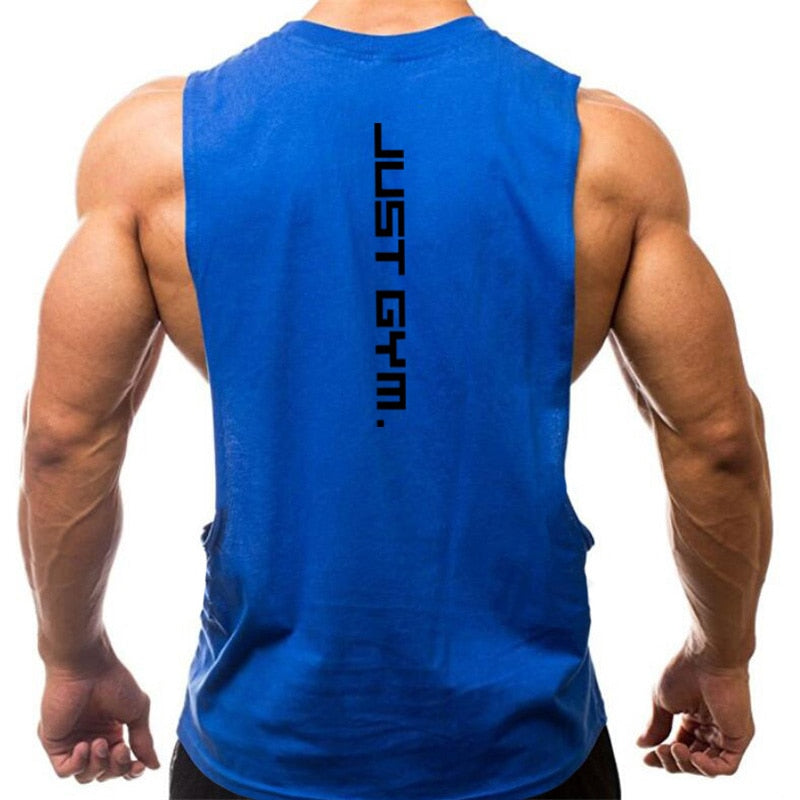 Brand Just Gym Clothing Fitness Mens Sides Cut Off T-shirts