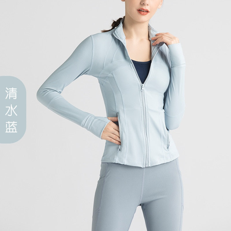 Women Sport Jacket Zipper Yoga Coat Clothes Quick Dry Fitness
